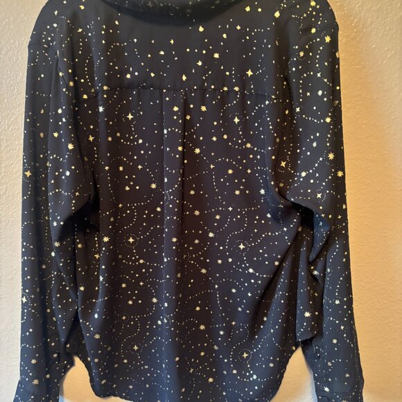 Galaxy and Stars Madison Crepe de Chine Button Long Sleeve - Torrid - 0 / 0X - Picture 2 of 2